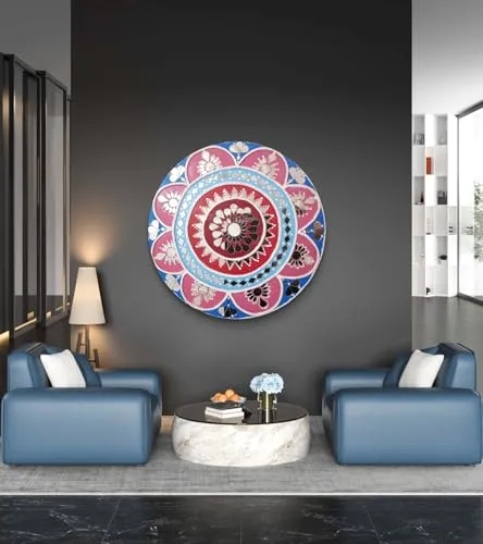 Decorative Round Wall Mirror with Floral Design, 30 cm Diameter