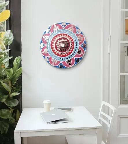 Decorative Round Wall Mirror with Floral Design, 30 cm Diameter