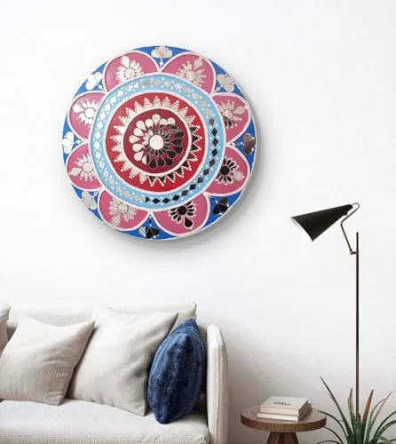 Decorative Round Wall Mirror with Floral Design, 30 cm Diameter
