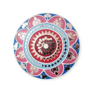 Decorative Round Wall Mirror with Floral Design, 30 cm Diameter