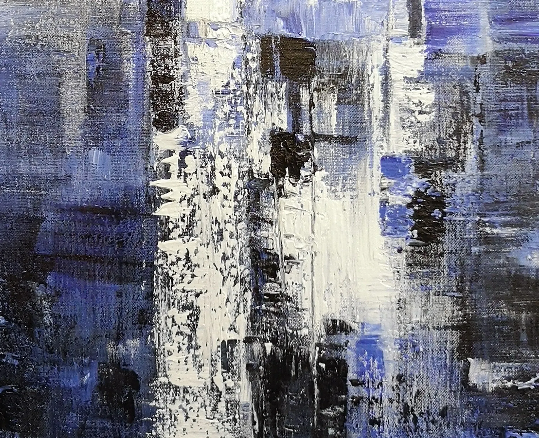Deep Blue White Abstract Canvas Painting Minimalist Abstract Painting Dp133