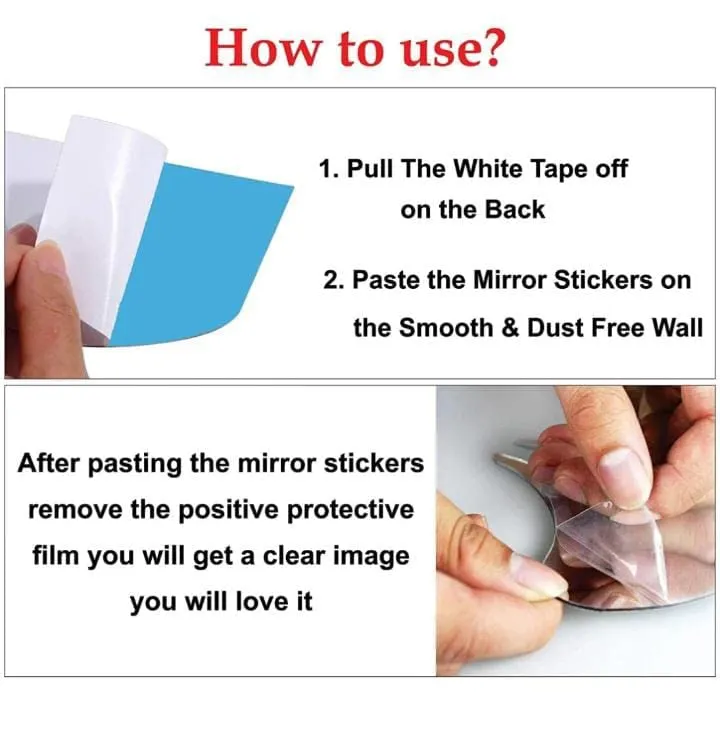 Flashy 6 Pcs Wall Mirror ( Free 4pcs Small Acrylic Design with Buying This Pack) 3D Acrylic Rectangle Shape DIY Wall Sticker Decor Self Adhesive