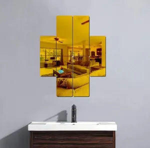Flashy 6 Pcs Wall Mirror ( Free 4pcs Small Acrylic Design with Buying This Pack) 3D Acrylic Rectangle Shape DIY Wall Sticker Decor Self Adhesive