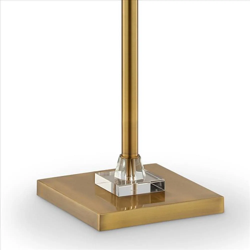 Floor Lamp with Crystal Orb and Metal Stalk Support, Gold By Casagear Home