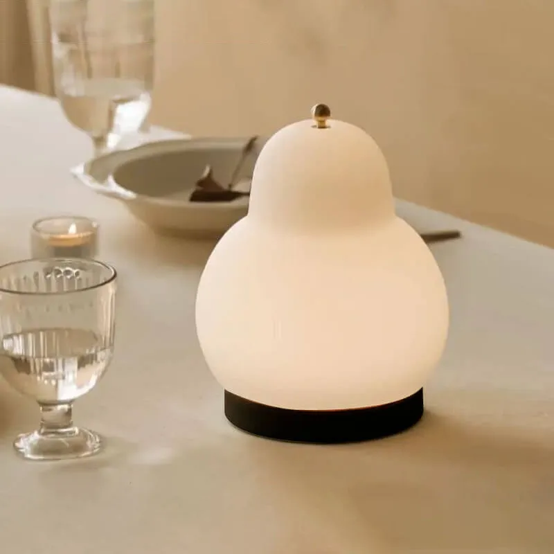 French Cream Pear Shape LED Rechargeable Touch Table Lamp