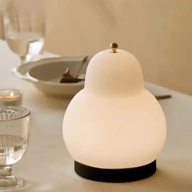 French Cream Pear Shape LED Rechargeable Touch Table Lamp