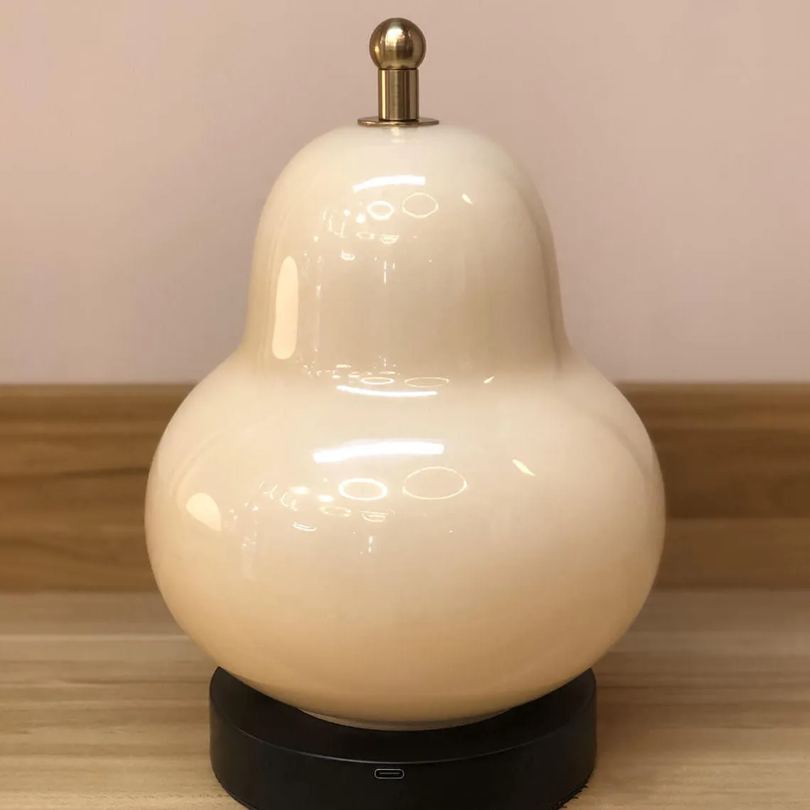 French Cream Pear Shape LED Rechargeable Touch Table Lamp