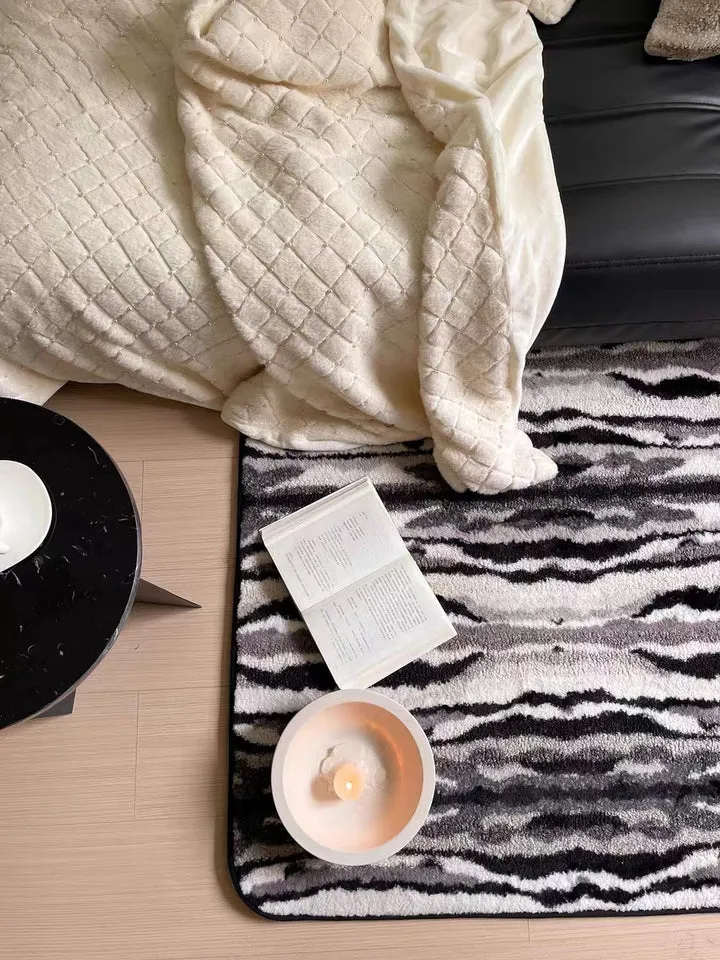 Fuzzy Modern Pinstripe Rug for Living Room/Bedroom/Kids Room