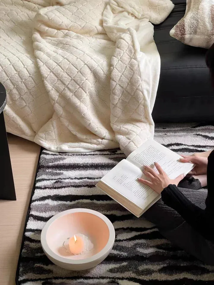 Fuzzy Modern Pinstripe Rug for Living Room/Bedroom/Kids Room