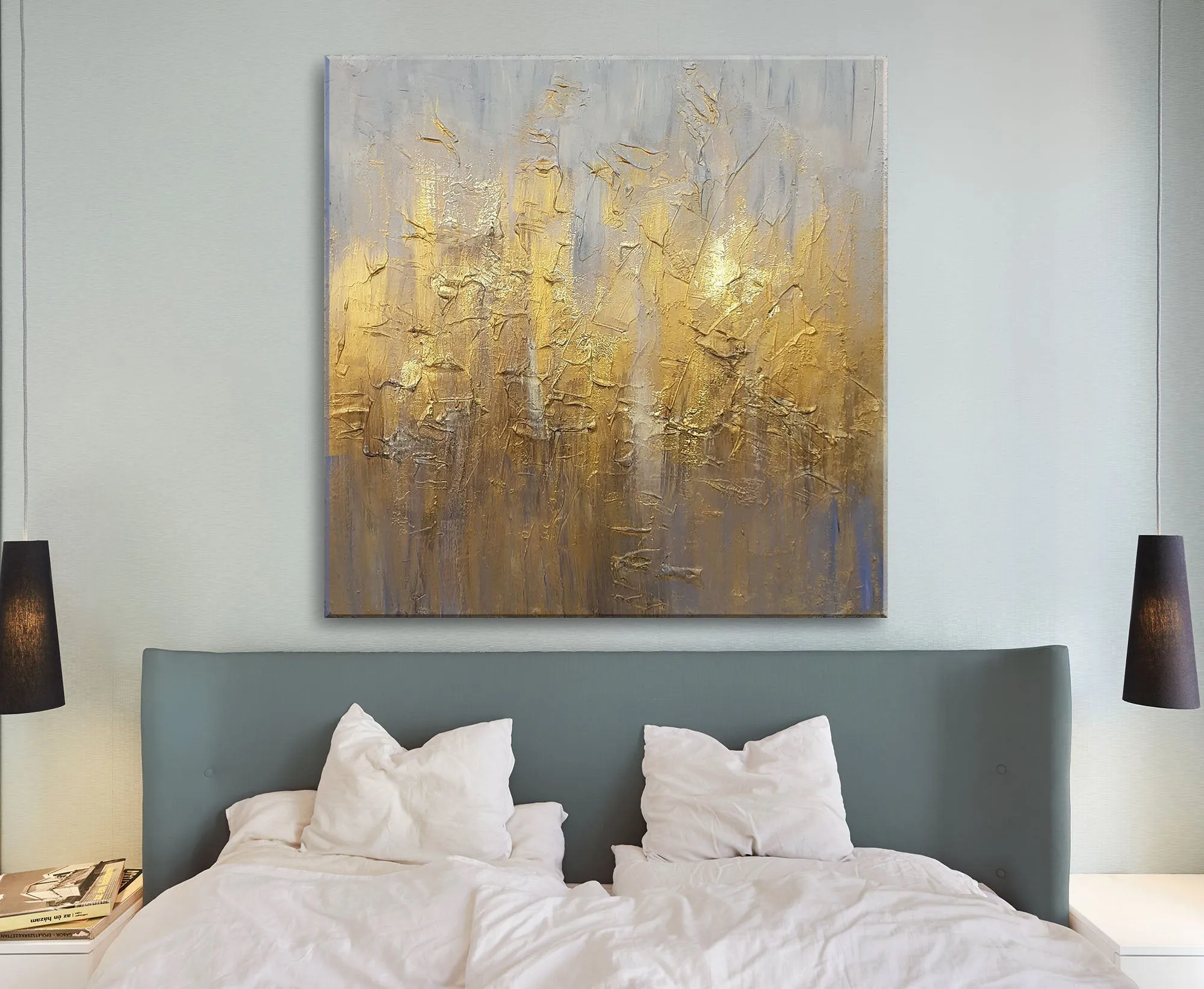 Glod Abstract Painting On Canvas Oversized Acrylic Painting Sp059