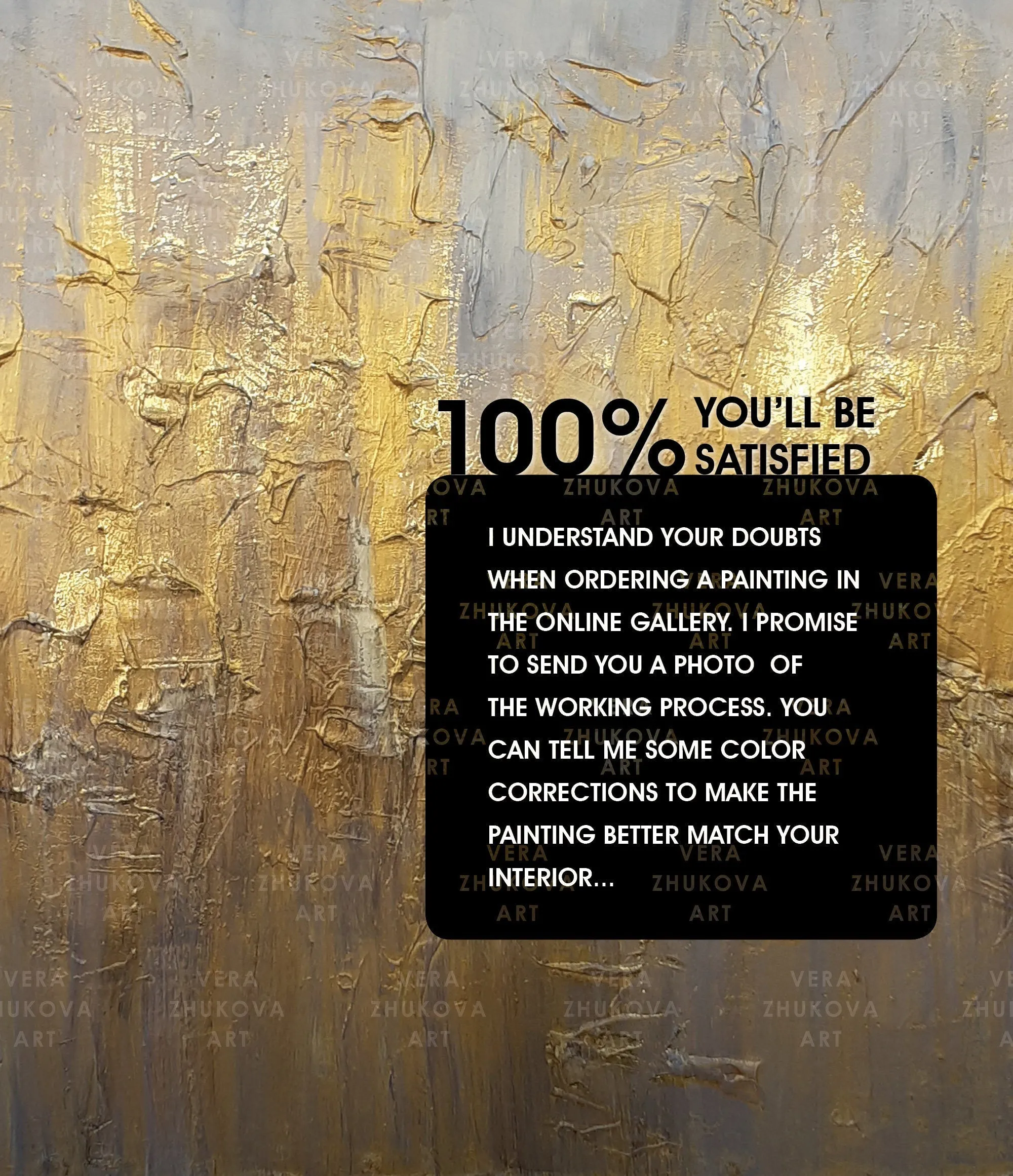 Glod Abstract Painting On Canvas Oversized Acrylic Painting Sp059