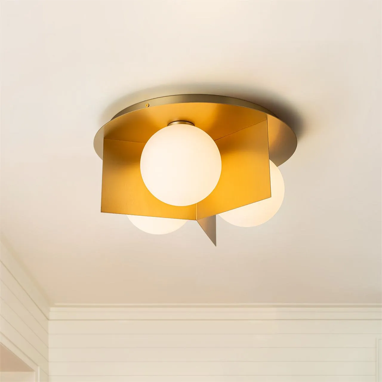 Glowlings 3-Light 16"Wide Modern Orbel Opal Glass Flush Mount