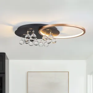 Glowlings 7-Light Modern 22"Wide Round Brushed Gold Crystal LED Flush Mount Crystal Ceiling Light