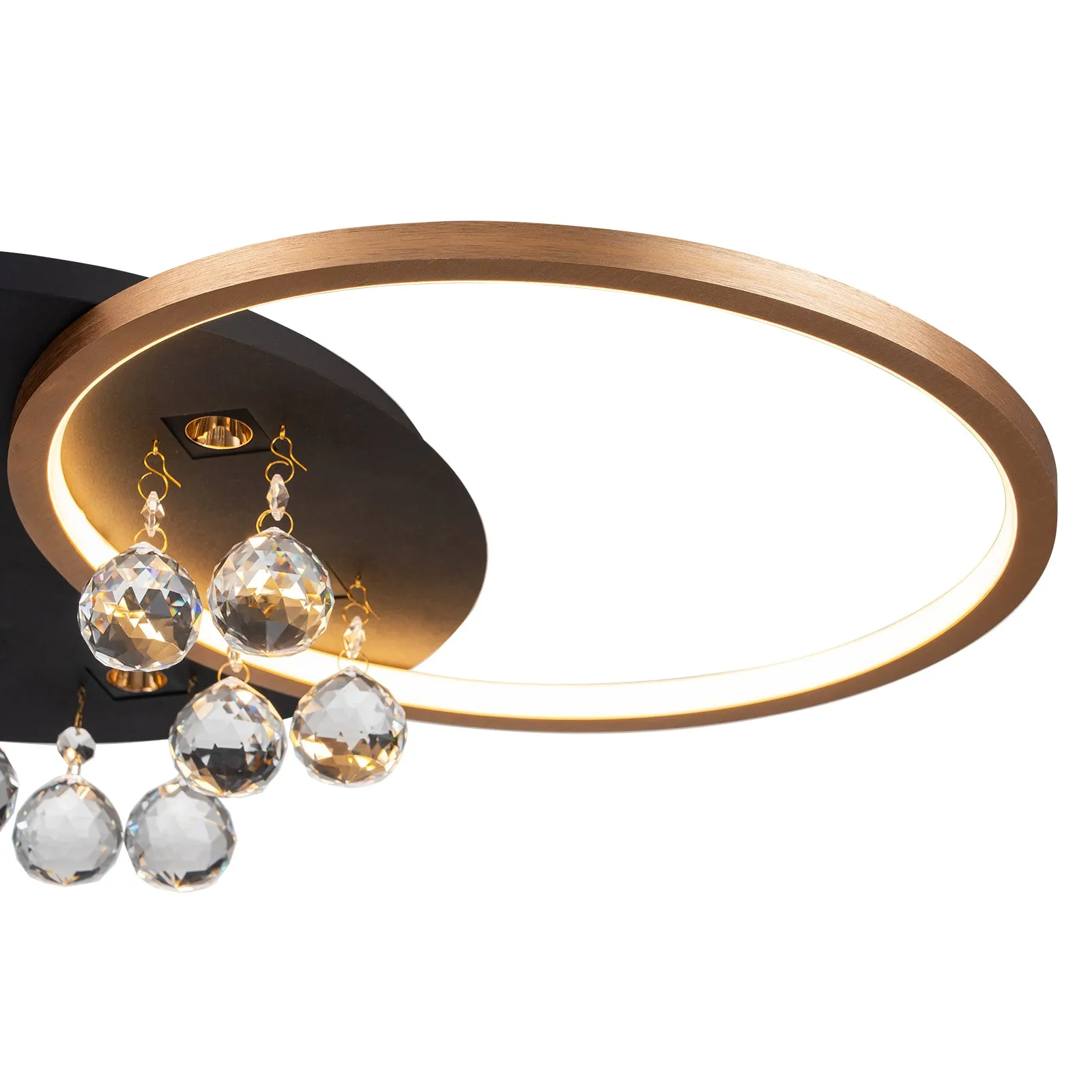 Glowlings 7-Light Modern 22"Wide Round Brushed Gold Crystal LED Flush Mount Crystal Ceiling Light