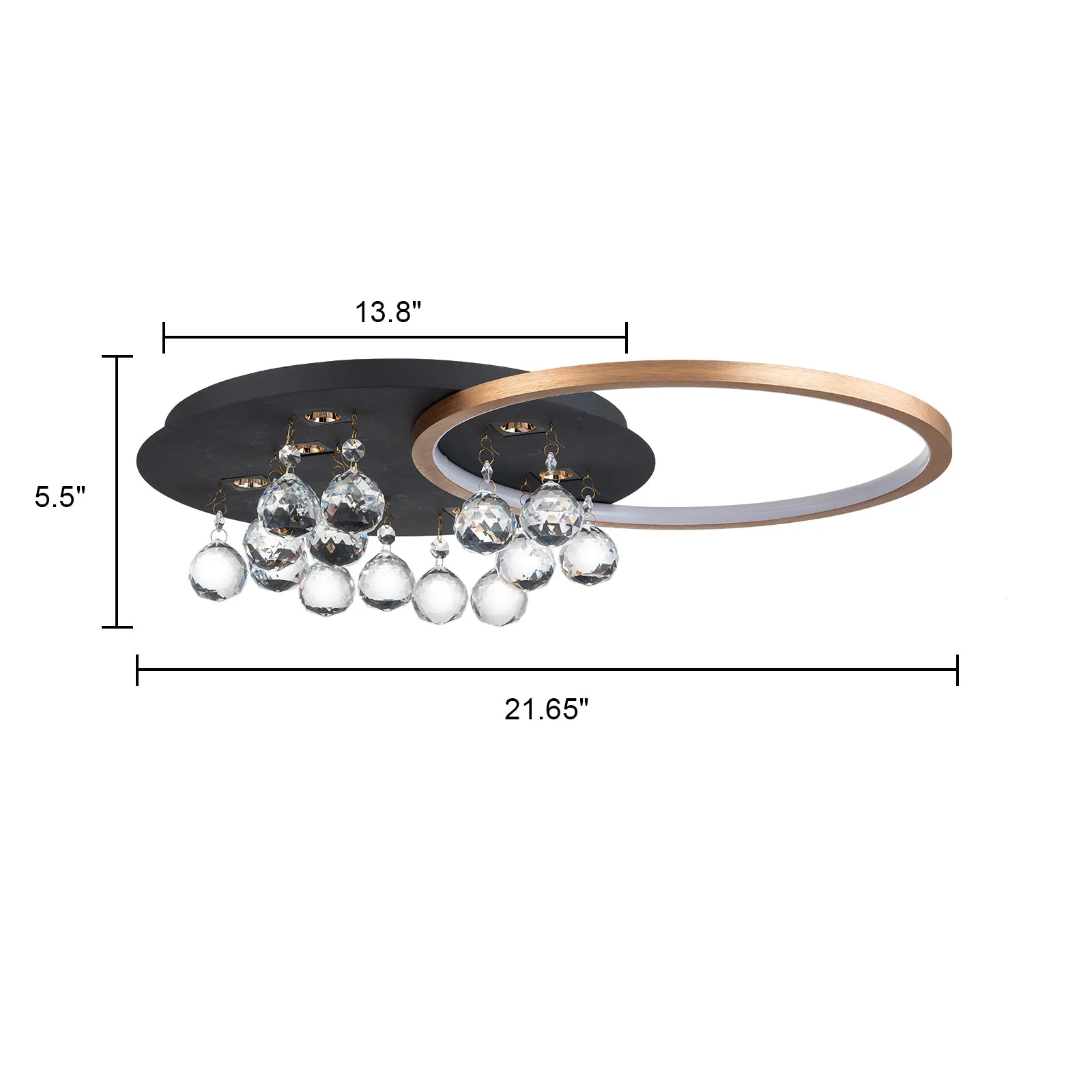 Glowlings 7-Light Modern 22"Wide Round Brushed Gold Crystal LED Flush Mount Crystal Ceiling Light