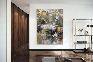 Gold White Brown Abstract Painting Large Office Art Fp064