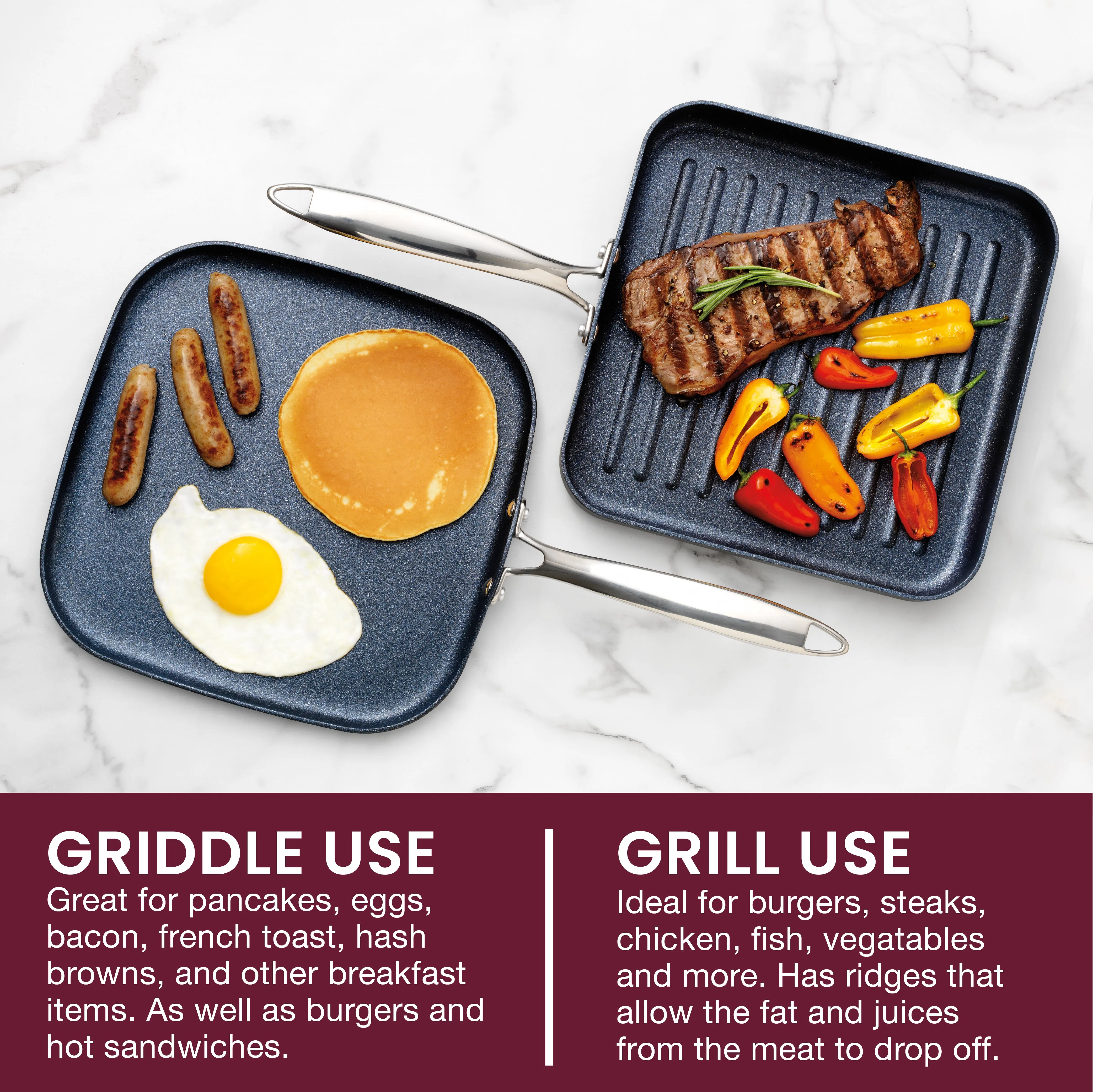 Granitestone Pro Series Hard Anodized Grill & Griddle Set