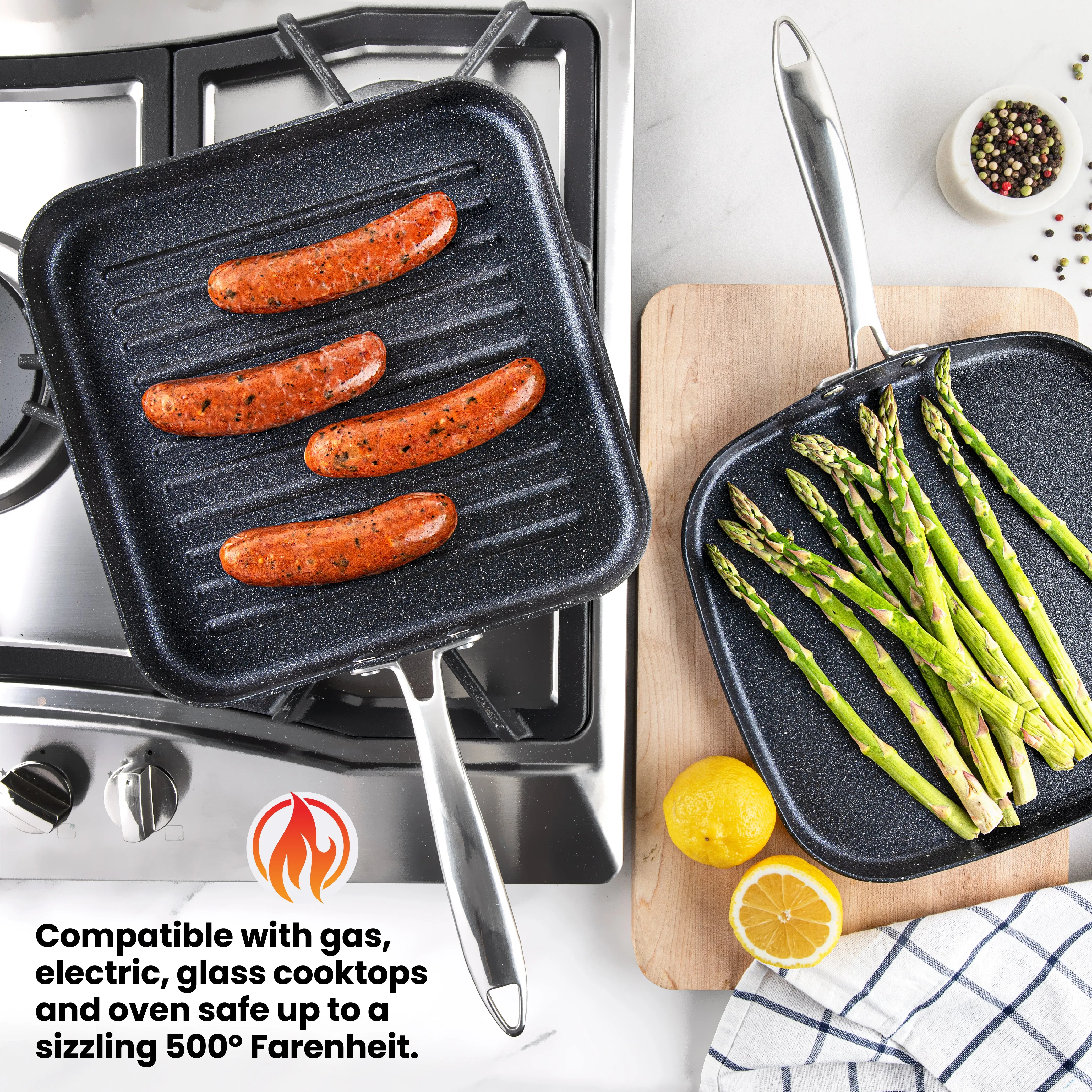 Granitestone Pro Series Hard Anodized Grill & Griddle Set