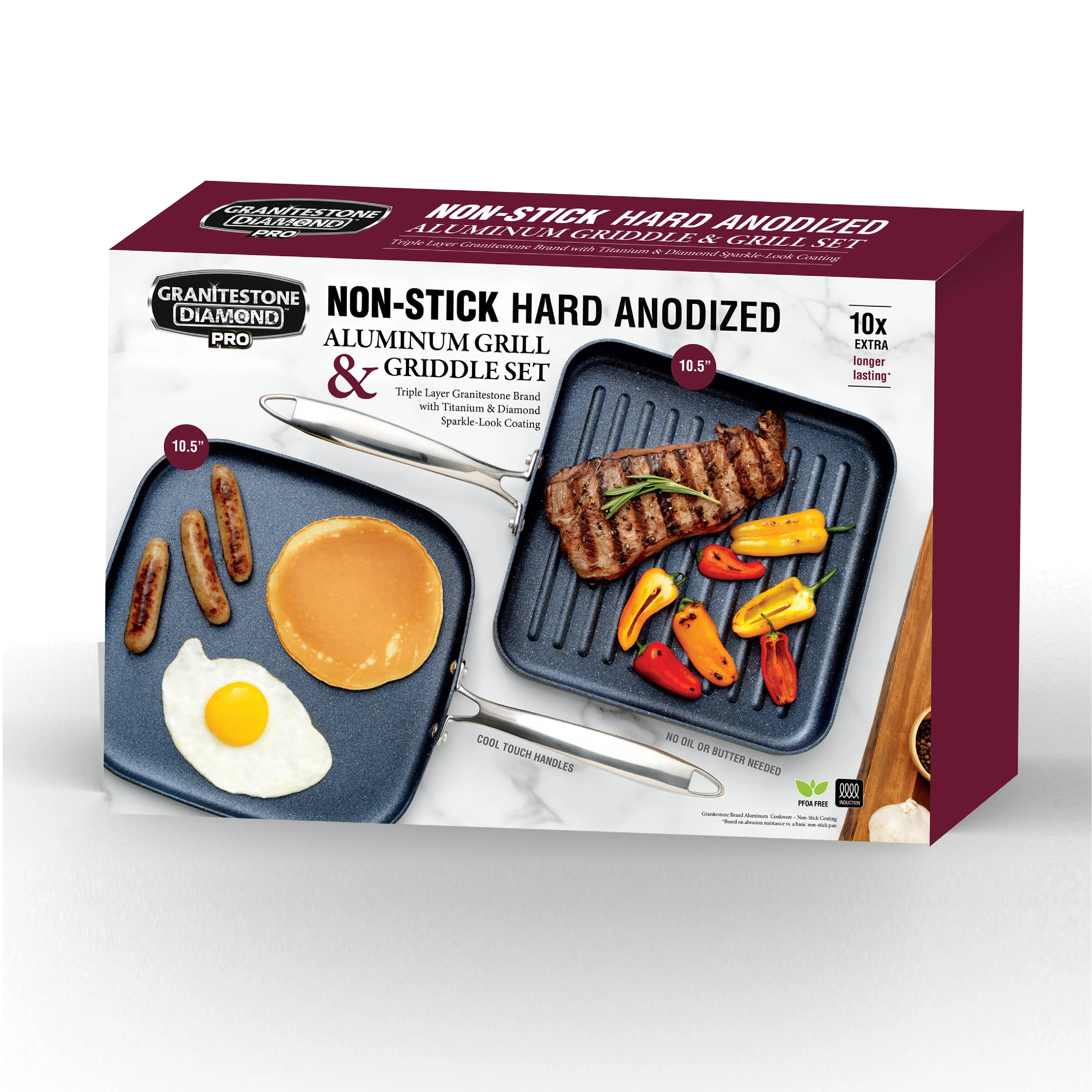 Granitestone Pro Series Hard Anodized Grill & Griddle Set