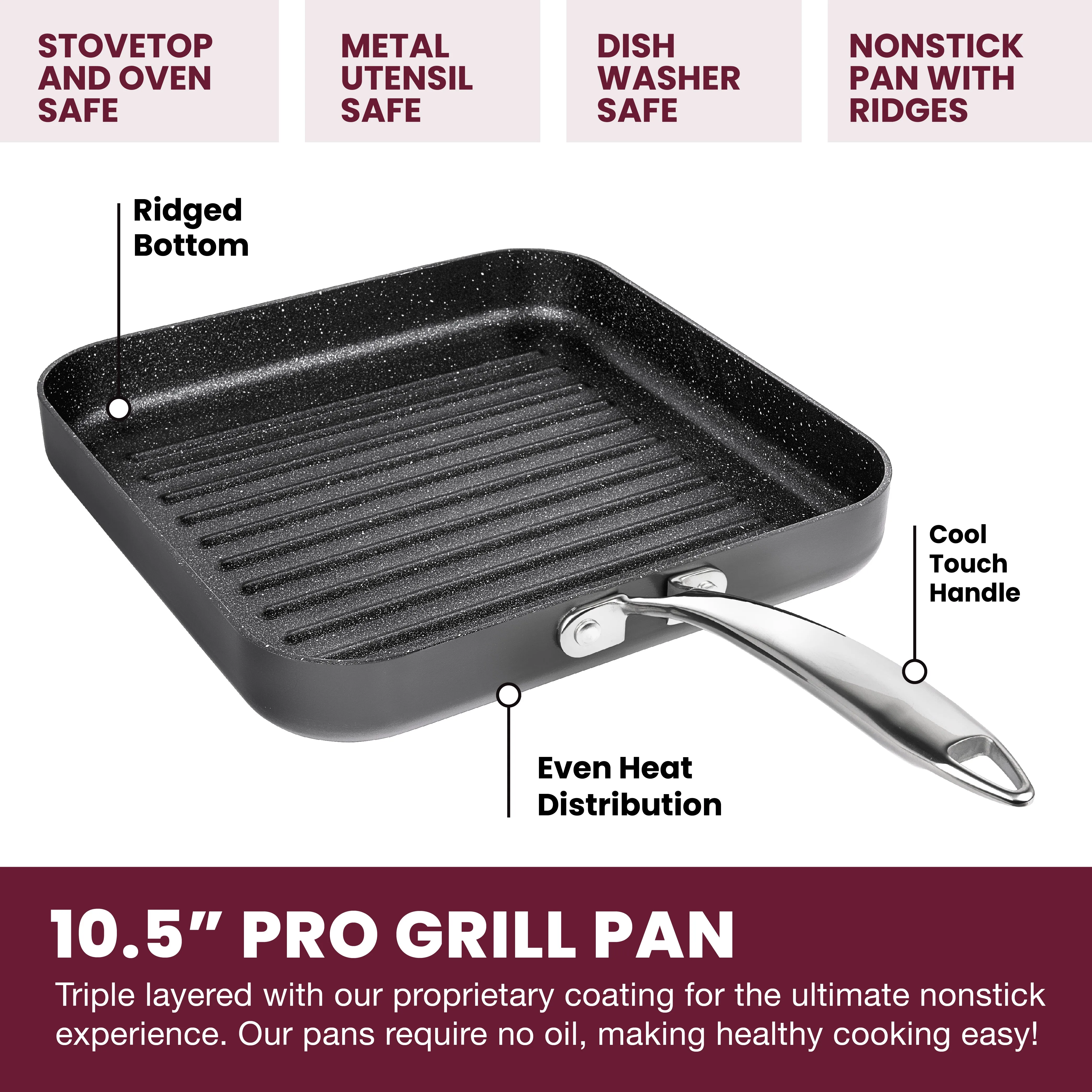 Granitestone Pro Series Hard Anodized Grill & Griddle Set