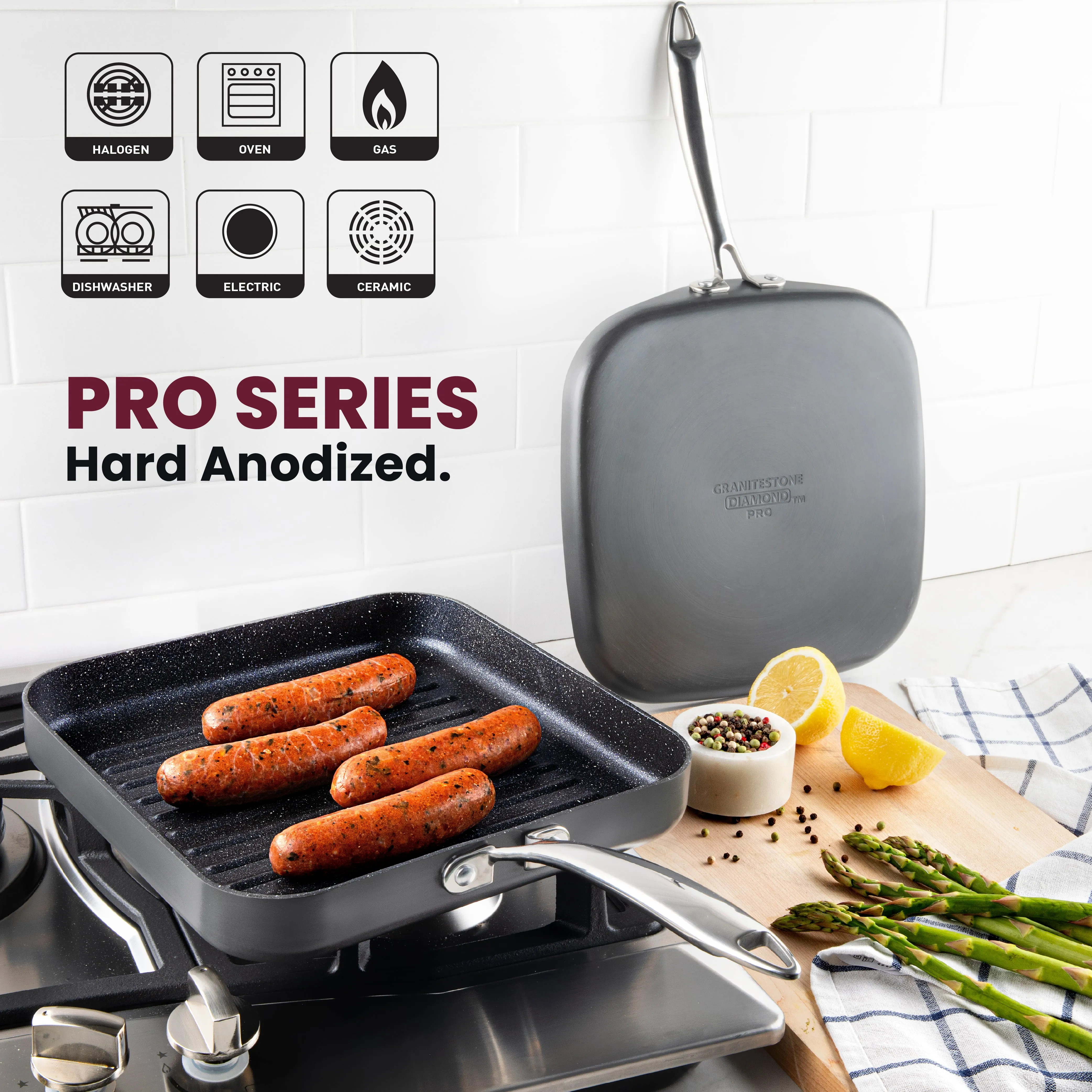 Granitestone Pro Series Hard Anodized Grill & Griddle Set