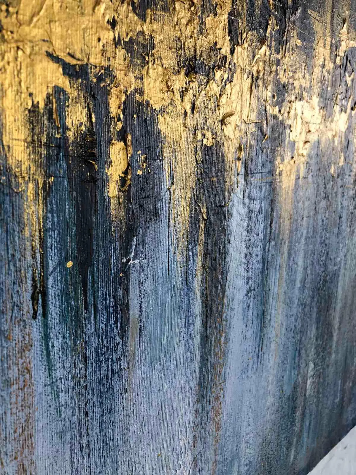 Gray Abstract Painting Gold Leaf Art Original Office Decor Contemporary Art Sp032