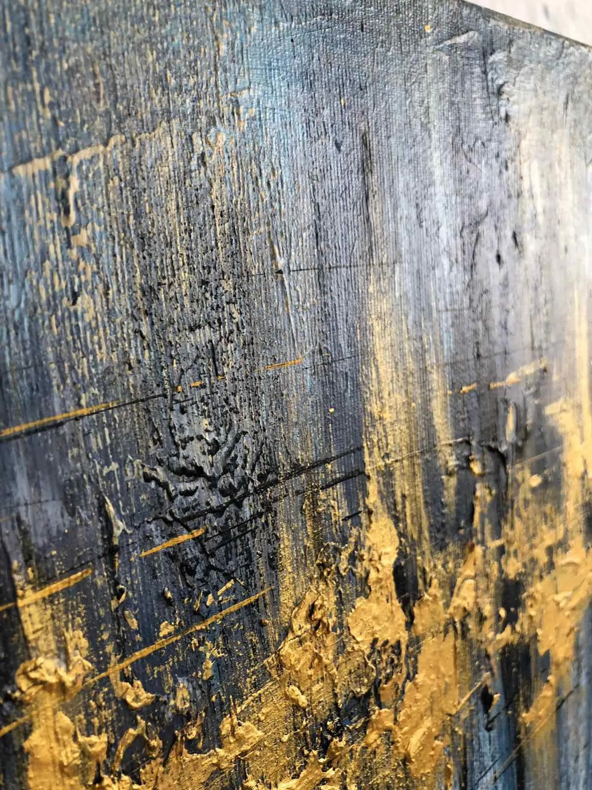 Gray Abstract Painting Gold Leaf Art Original Office Decor Contemporary Art Sp032