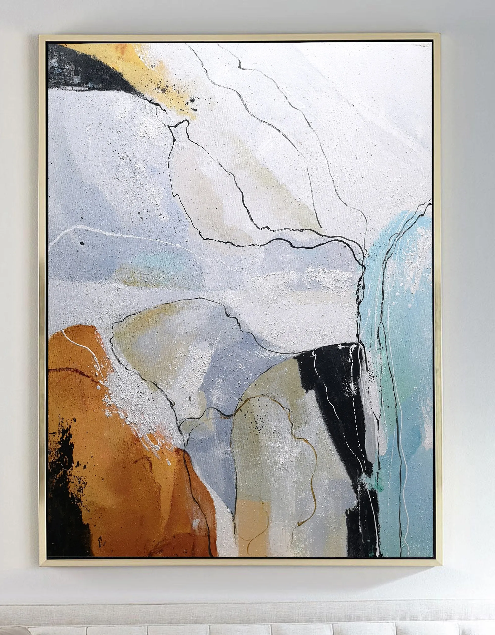 Gray Orange Abstract Painting Large Wall Canvas Painting Bp102