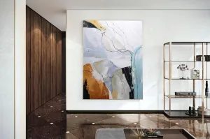 Gray Orange Abstract Painting Large Wall Canvas Painting Bp102