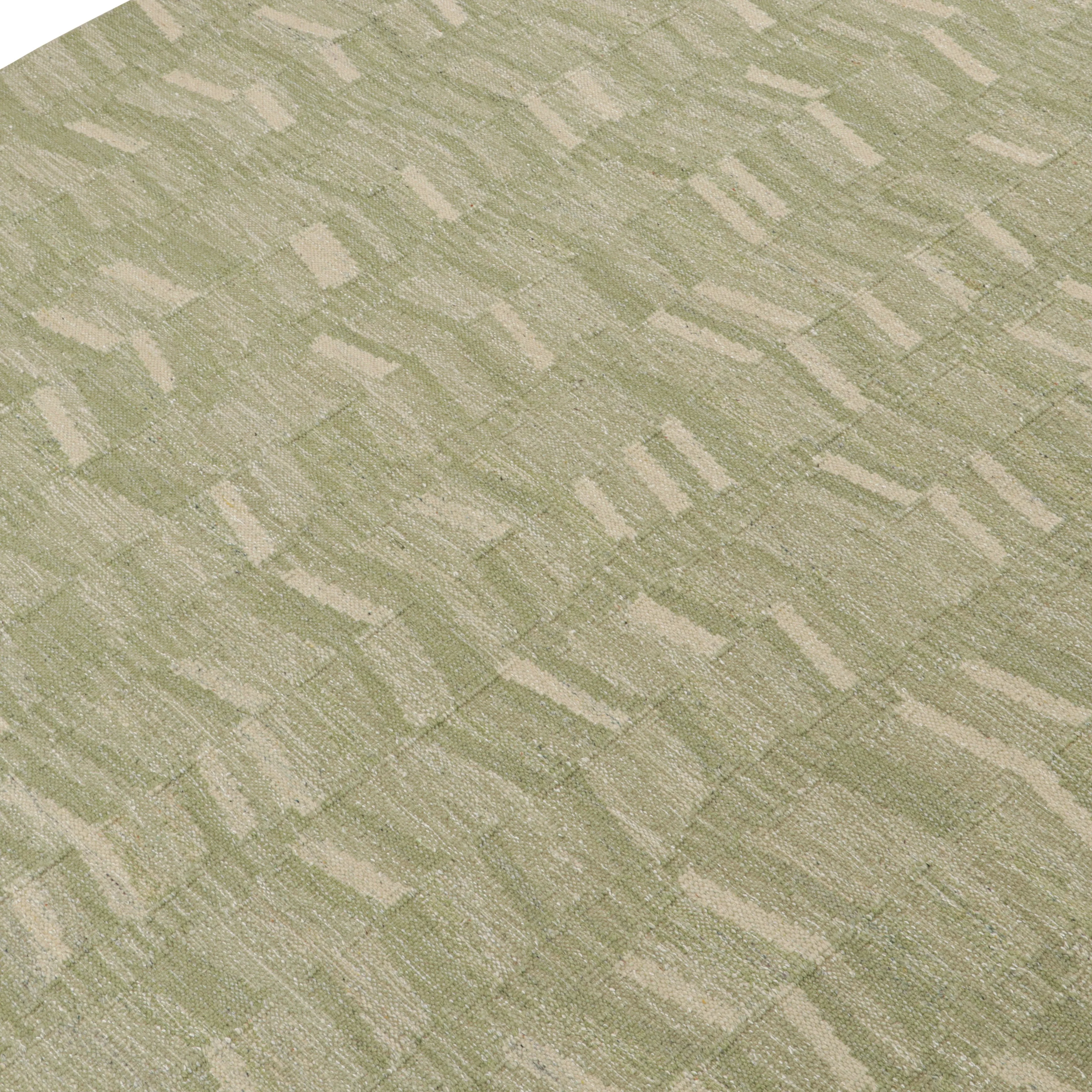 Green Swedish Flatweave Wool Rug - 9'2" x 12'