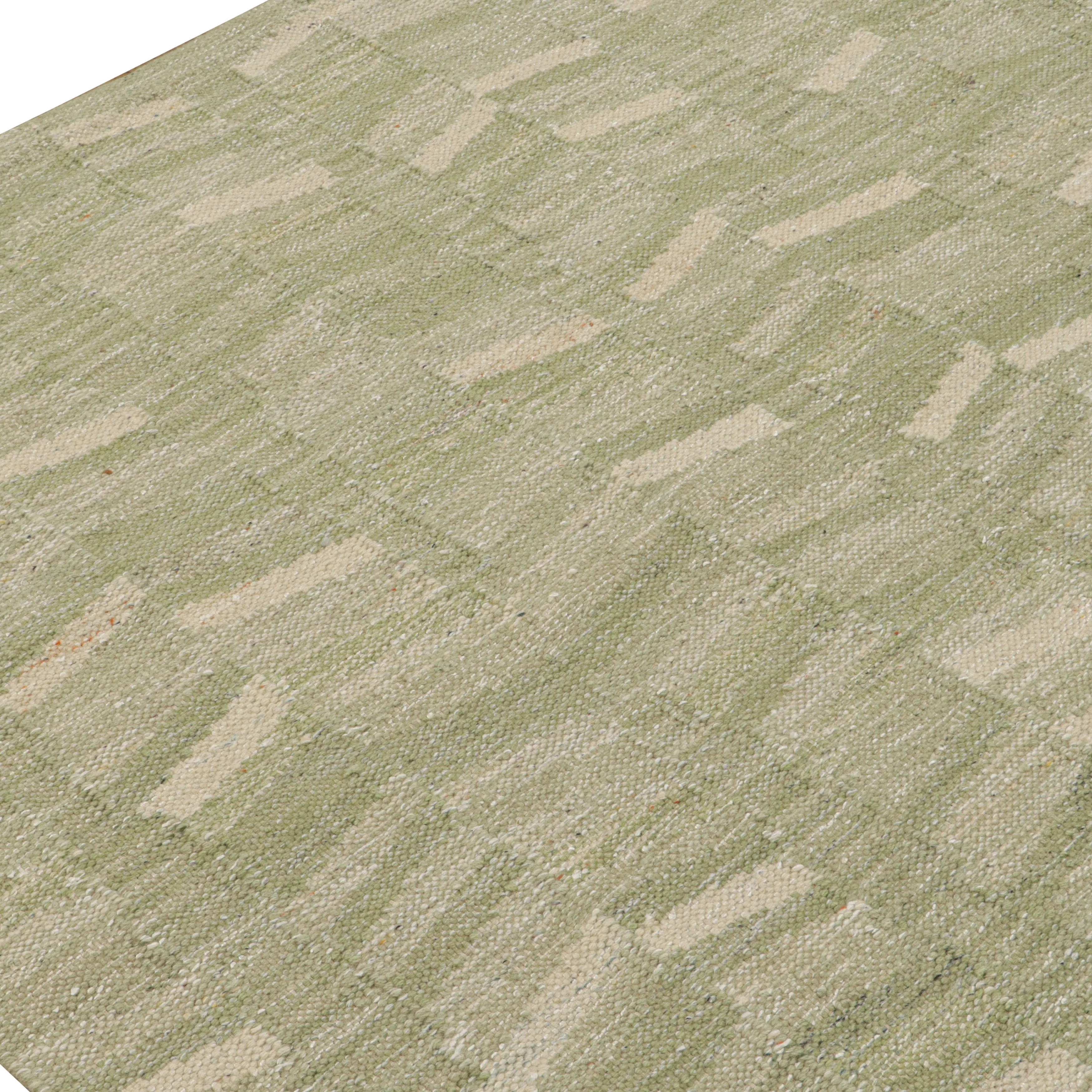 Green Swedish Flatweave Wool Rug - 9'2" x 12'