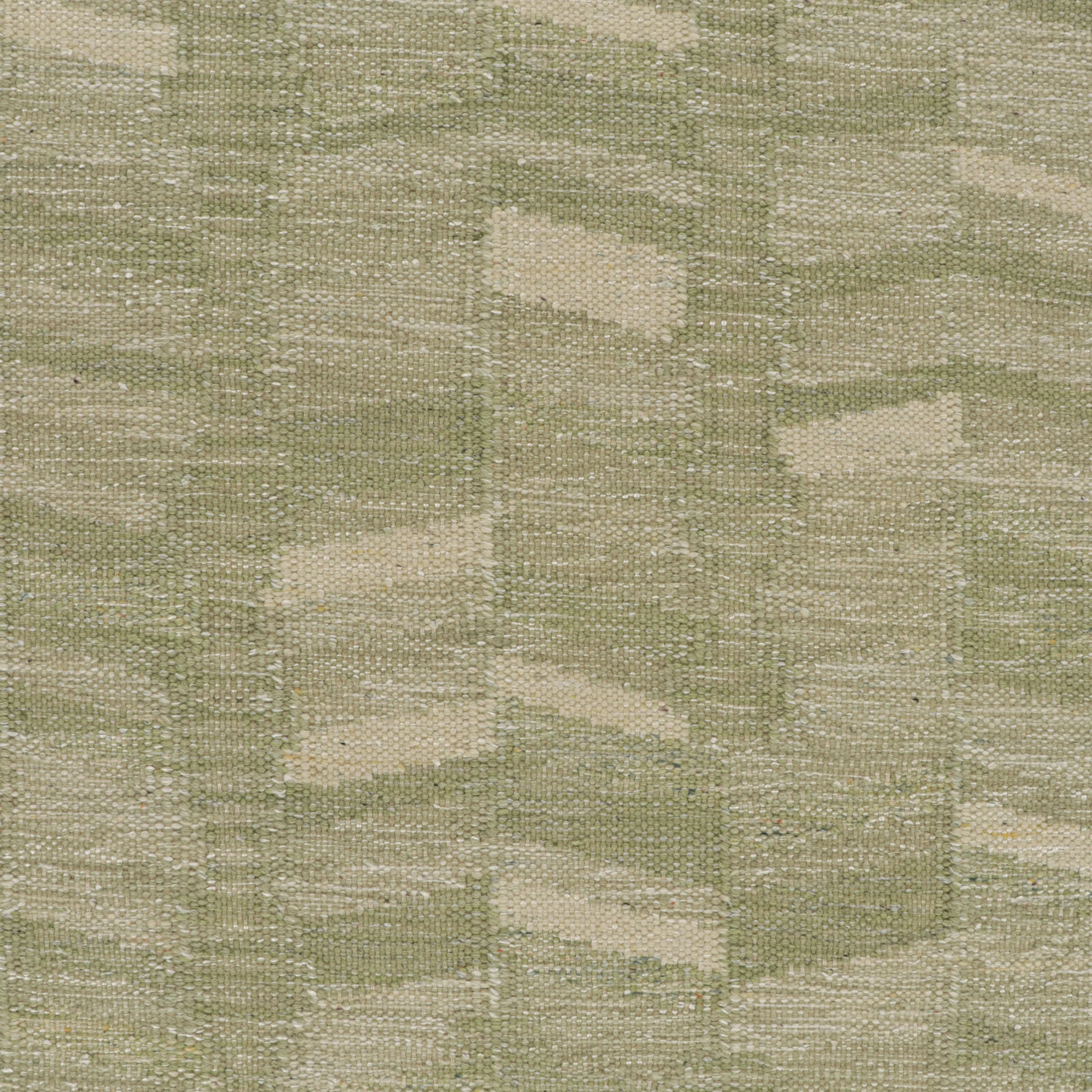 Green Swedish Flatweave Wool Rug - 9'2" x 12'