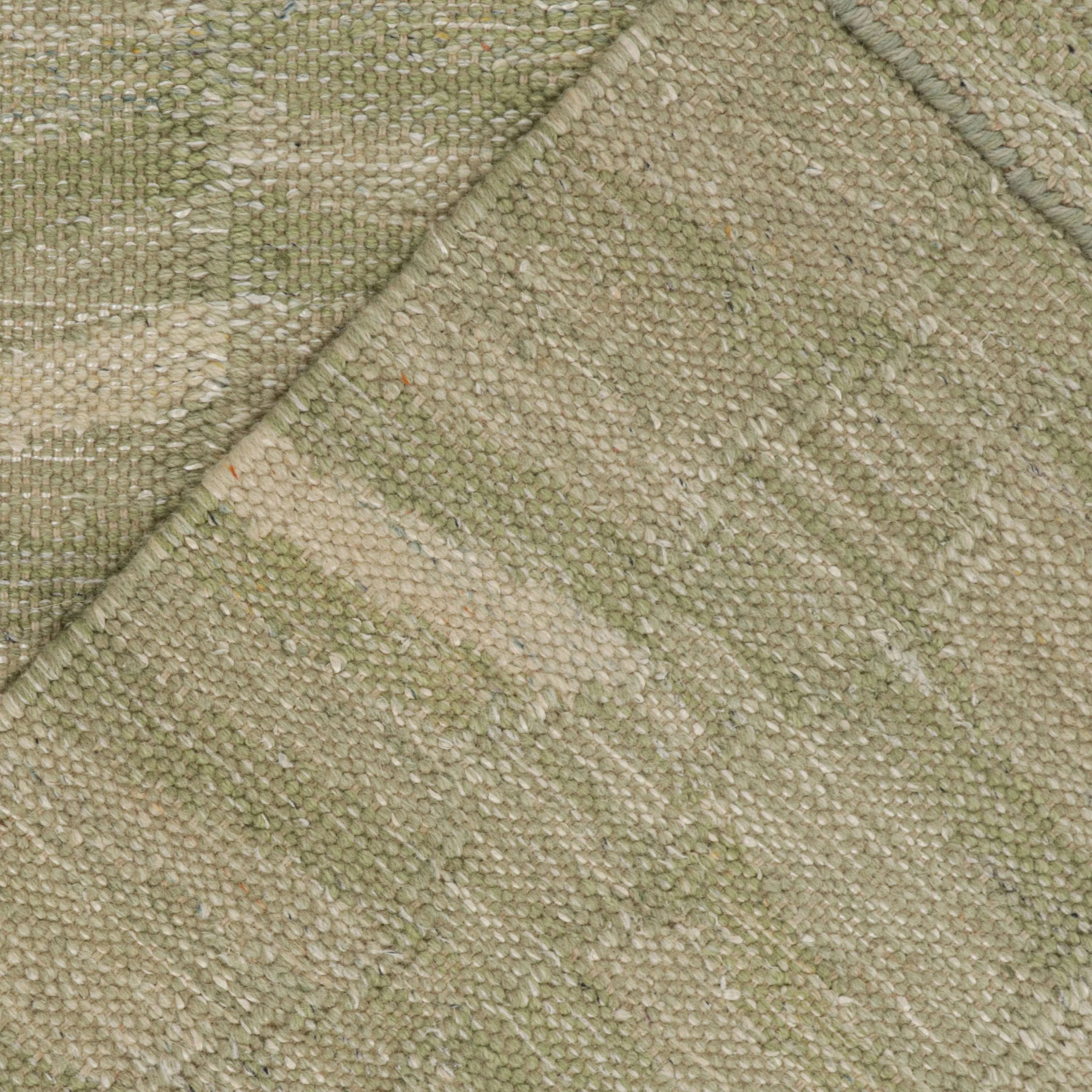 Green Swedish Flatweave Wool Rug - 9'2" x 12'