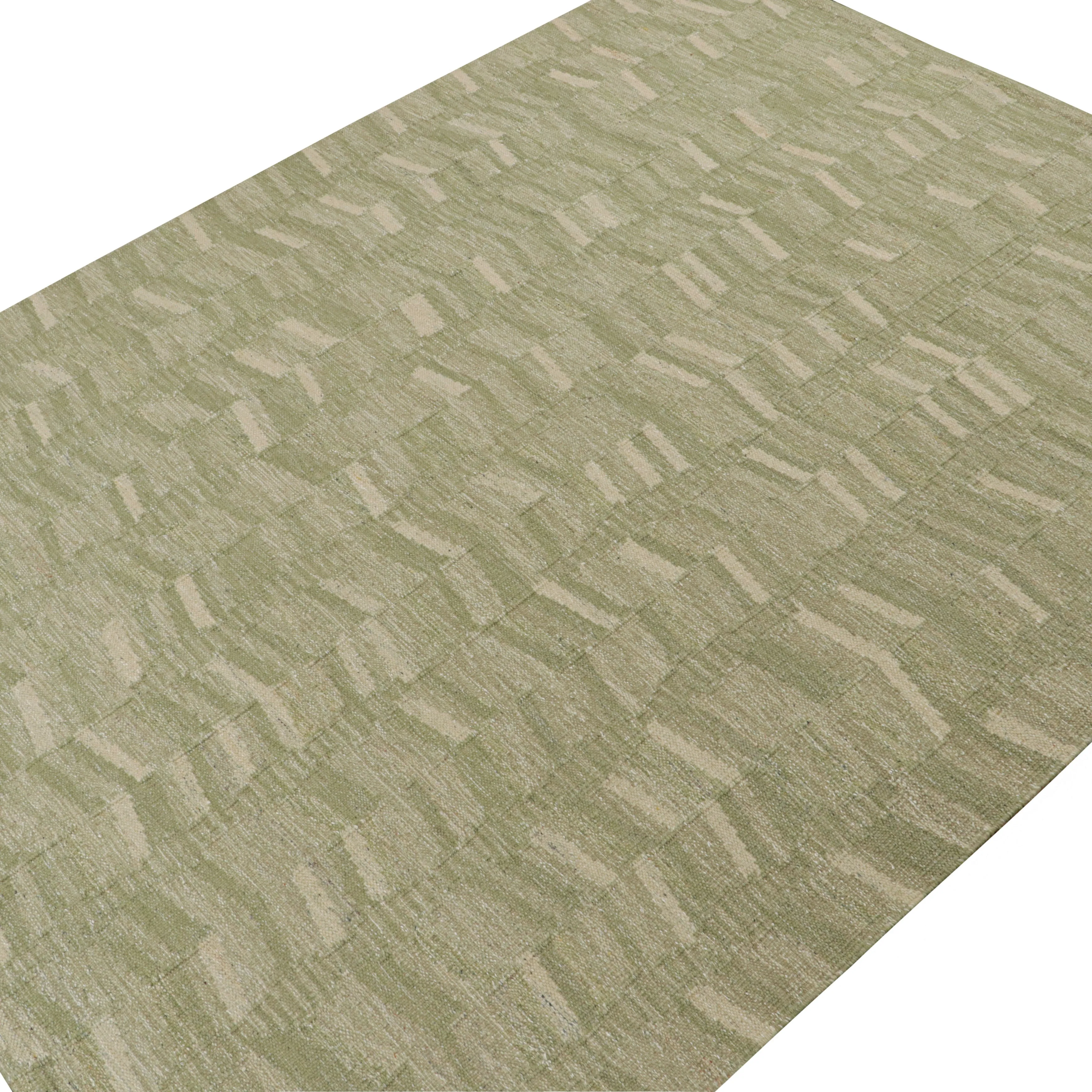Green Swedish Flatweave Wool Rug - 9'2" x 12'