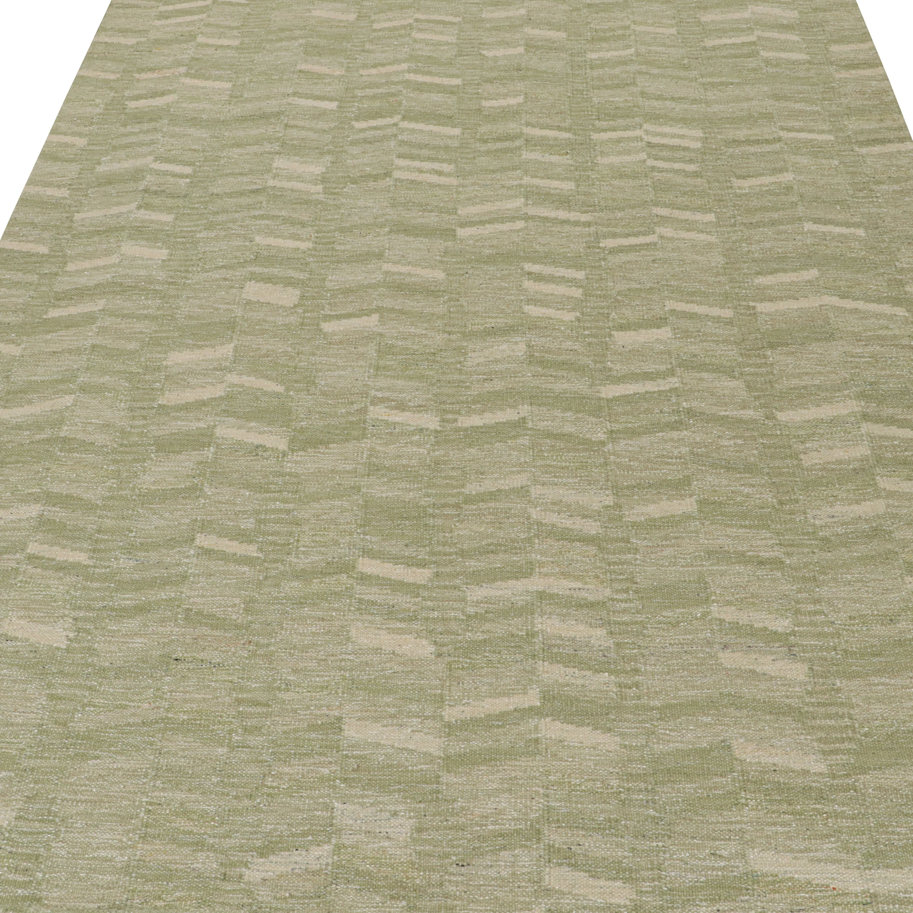 Green Swedish Flatweave Wool Rug - 9'2" x 12'