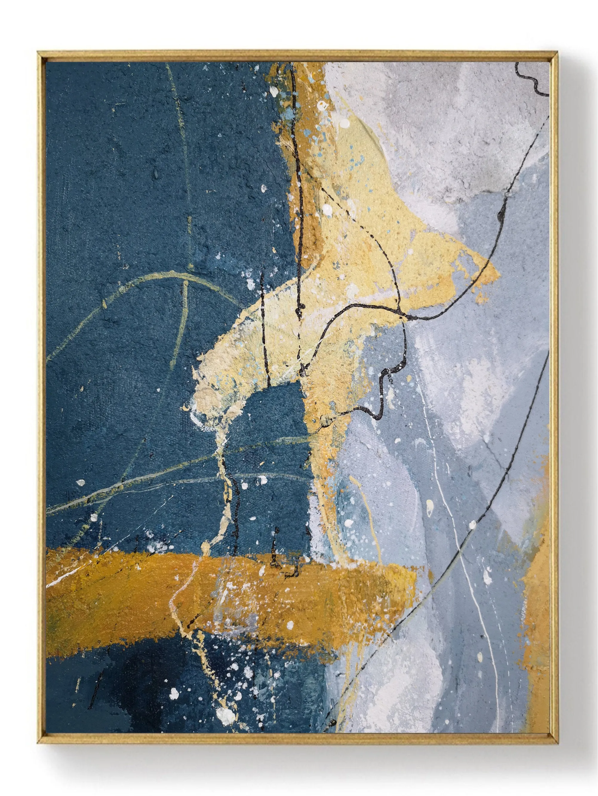 Grey And Blue Painting Large Abstract Art on Canvas Bp088