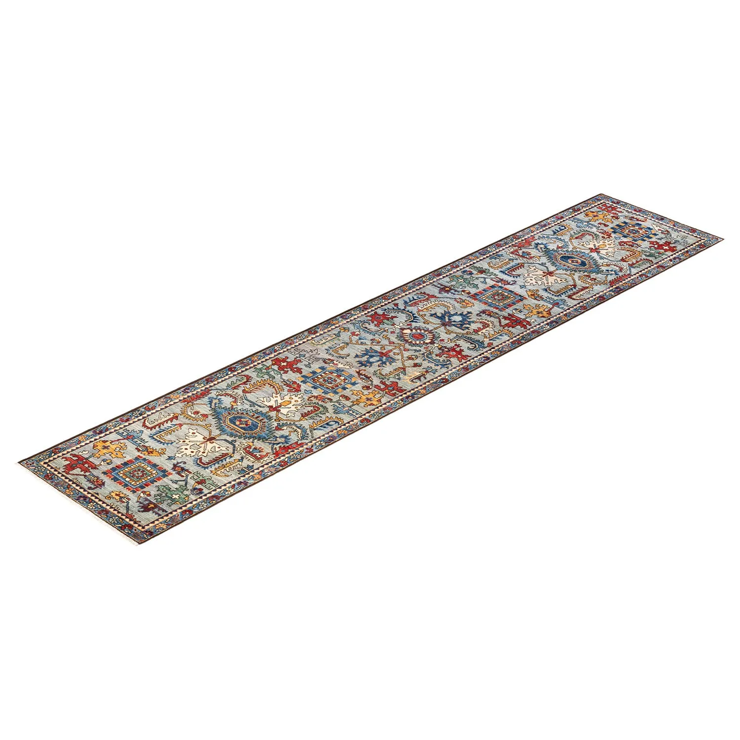 Grey Traditional Wool Runner - 2'7" x 12'
