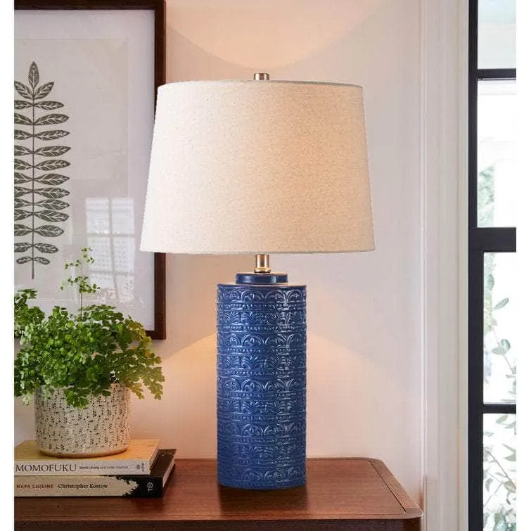 Habibat 24.5"H Boho Modern Ceramic Table Lamp w/ LED Bulb for Bedroom Living Room Country Living