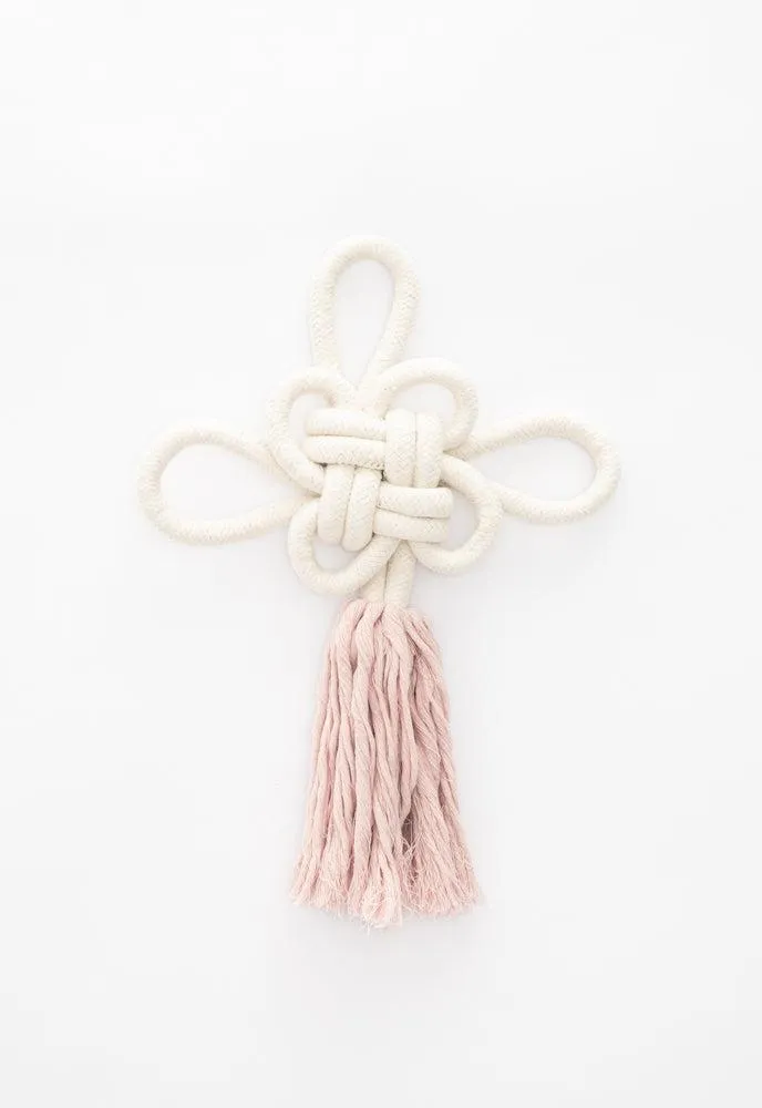 Handmade Cotton Rope Pink Unity Knot Wall Hanging, Fair Trade, Gives Freedom for Women!