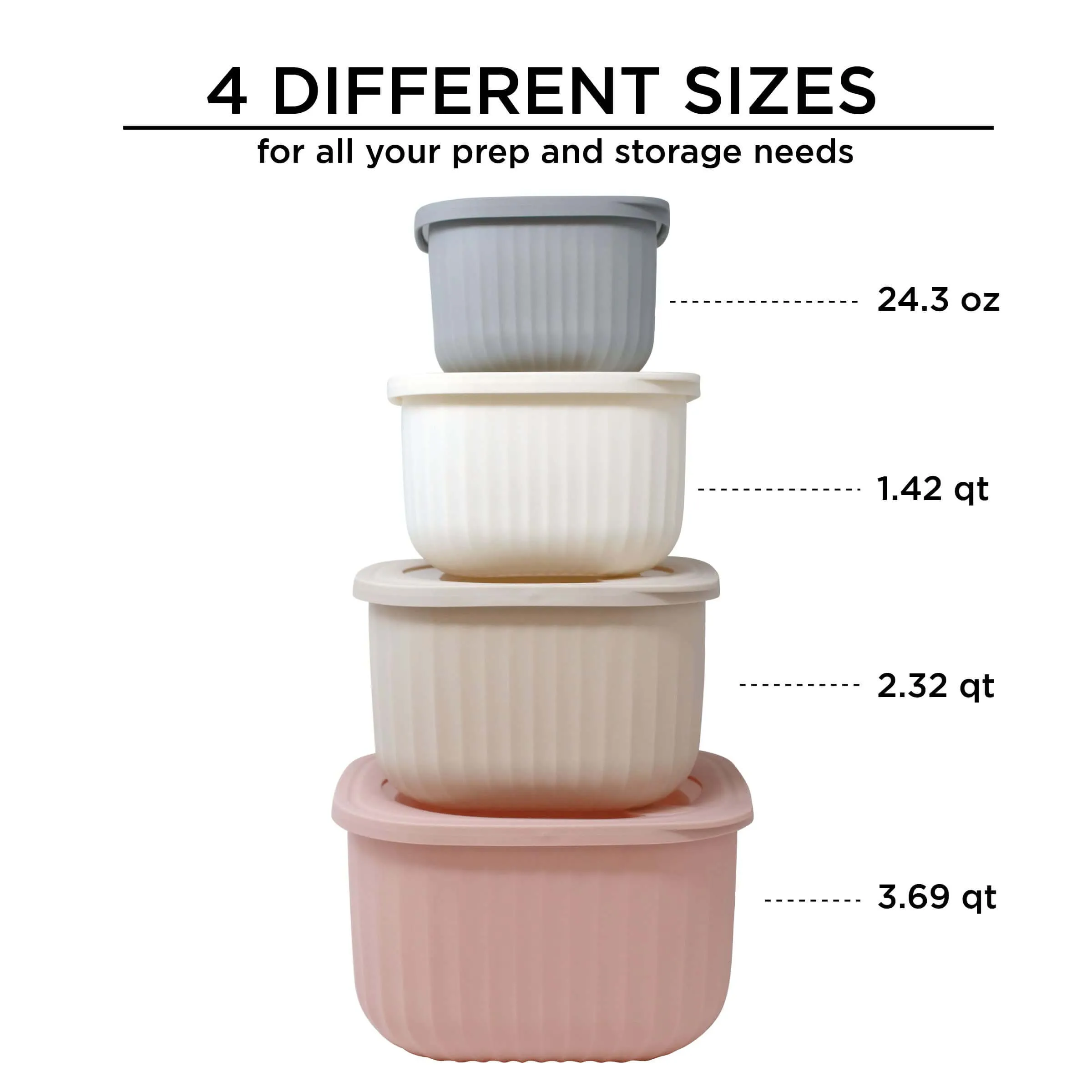Heavy Duty Mixing Bowls Set – 4 Pack (Grey)