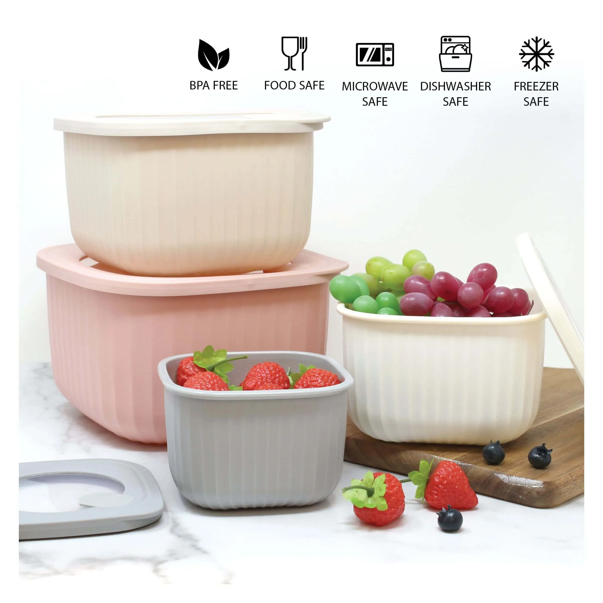 Heavy Duty Mixing Bowls Set – 4 Pack (Grey)