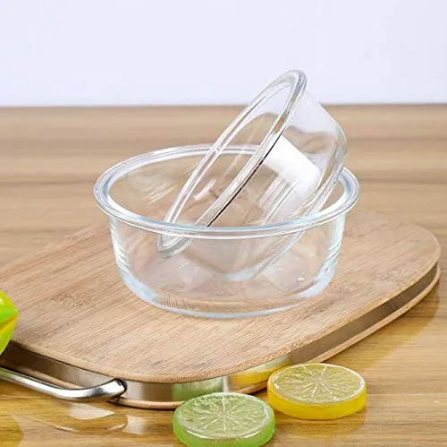 HOMIES, set of 3 piece, glass Storage/Serving Bowl Set lunch tiffin box with Clamp plastic lid