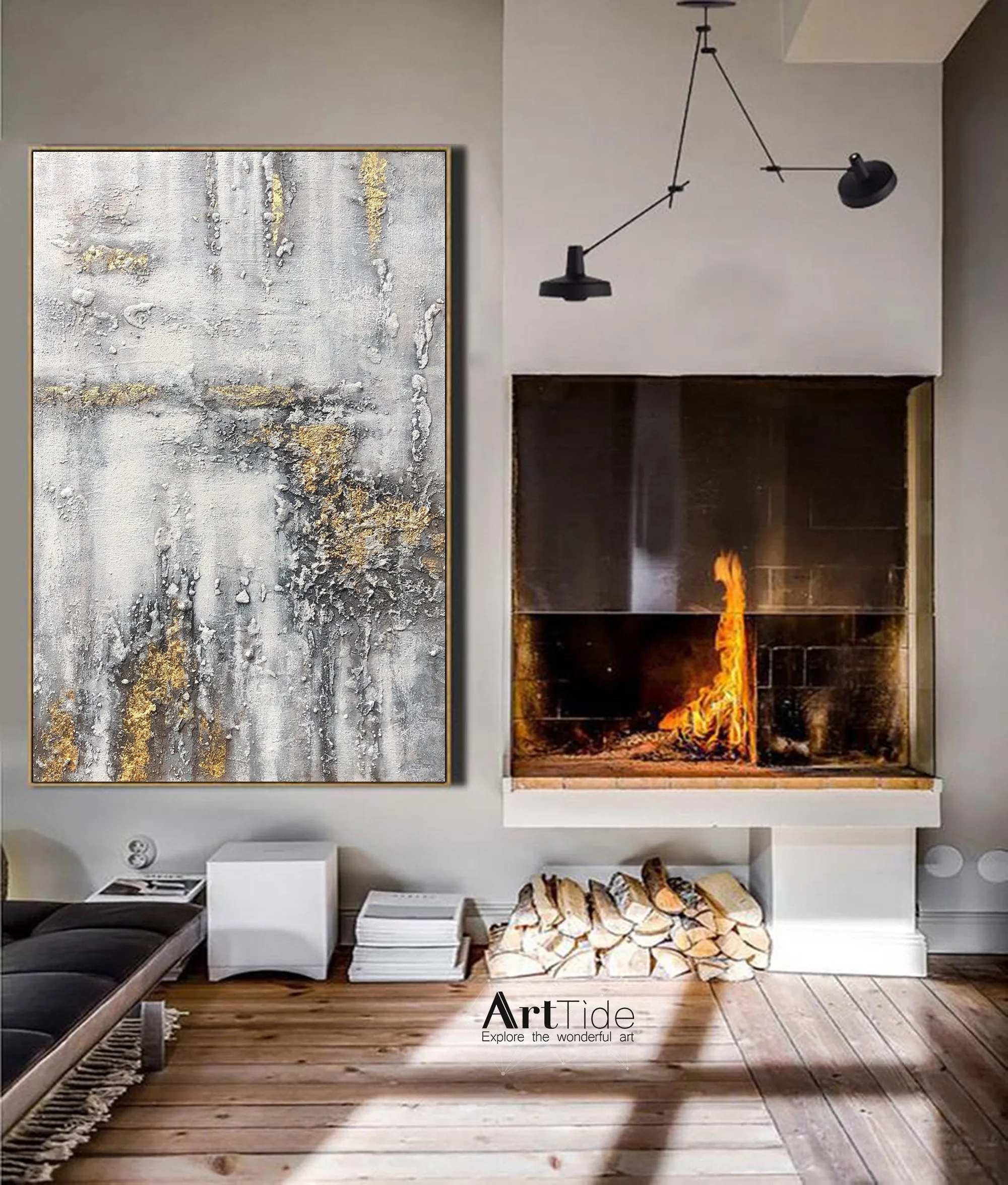 Huge Contemporary Art Abstract Painting Original Gold Painting Ap009