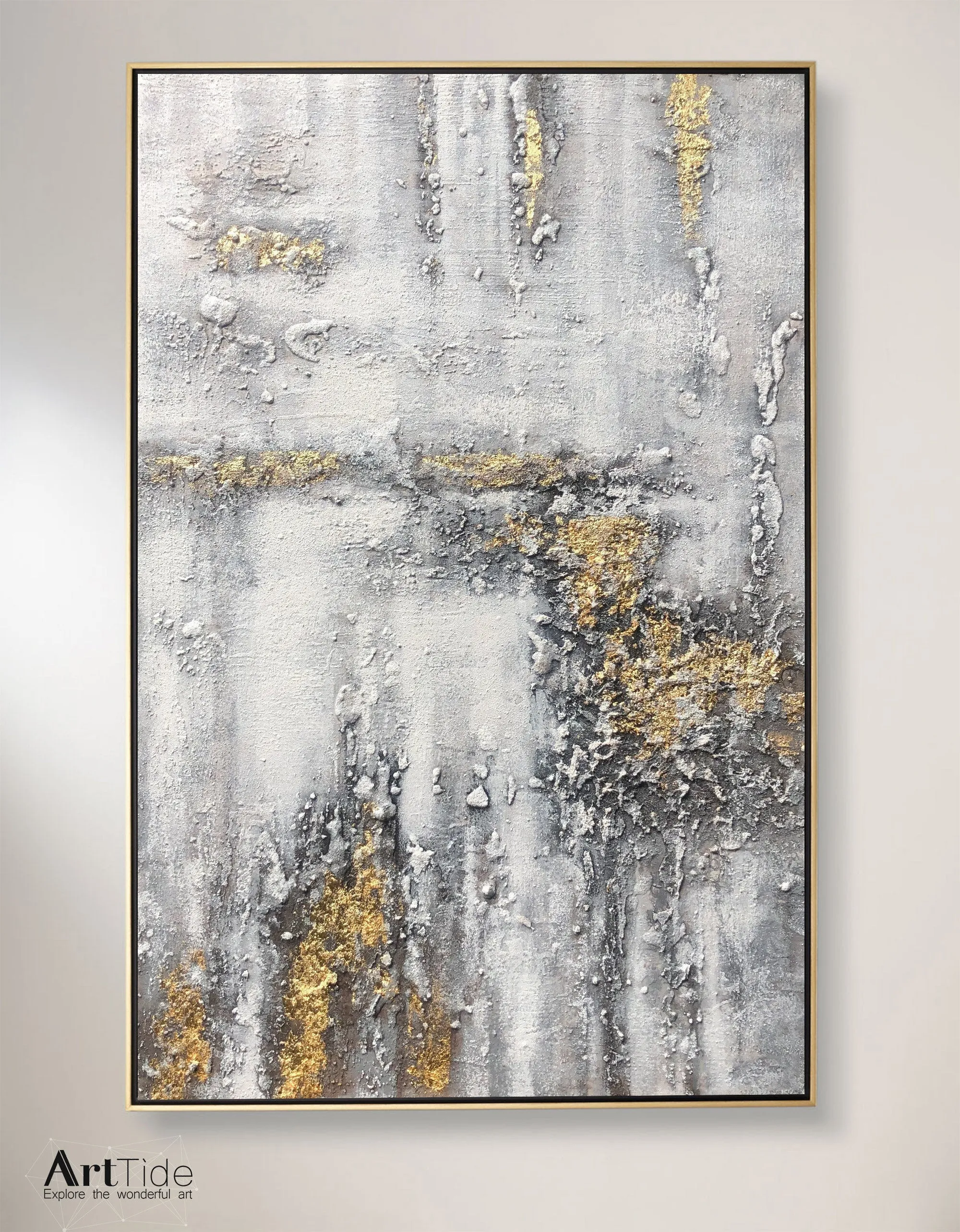 Huge Contemporary Art Abstract Painting Original Gold Painting Ap009