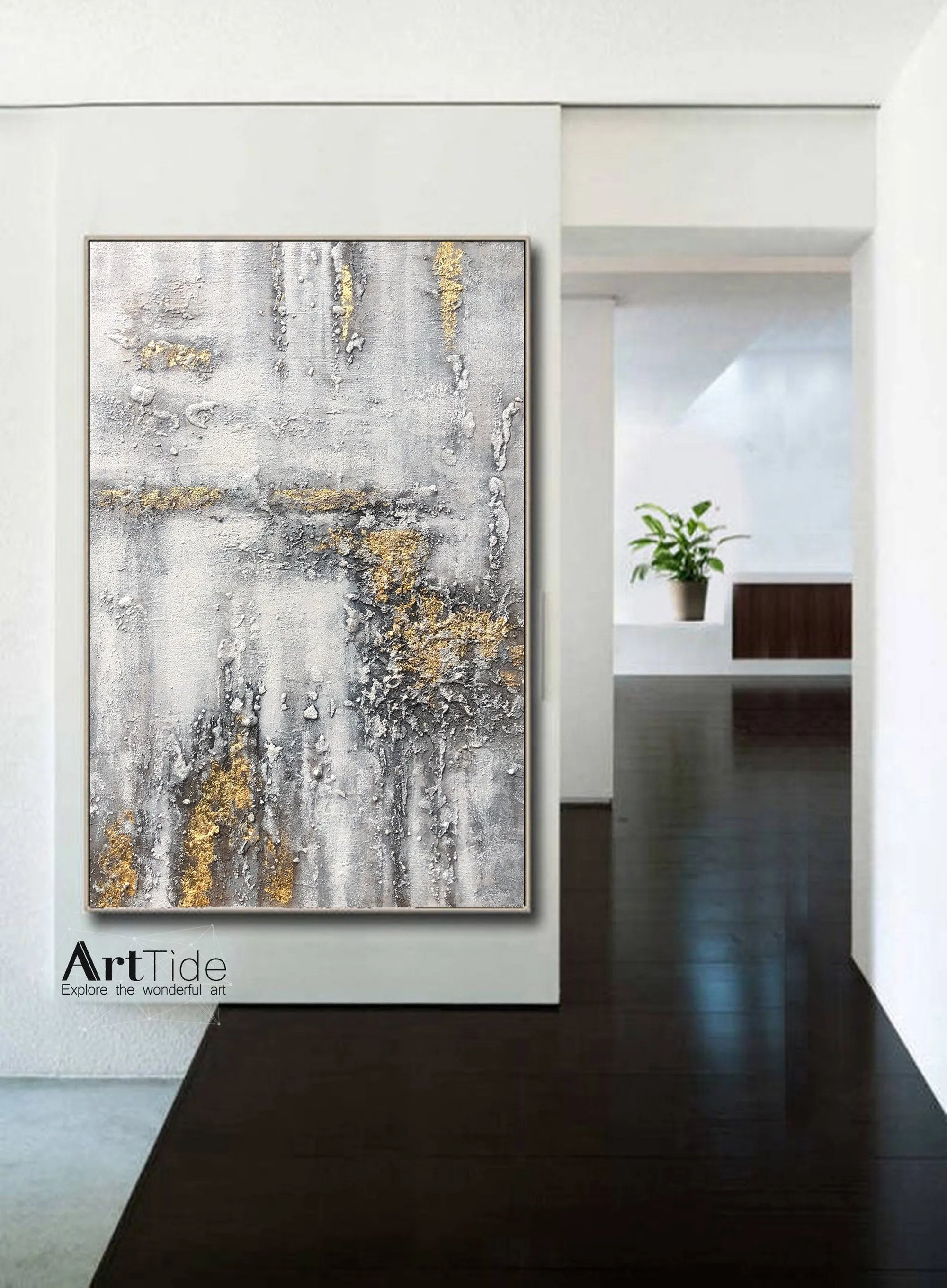 Huge Contemporary Art Abstract Painting Original Gold Painting Ap009