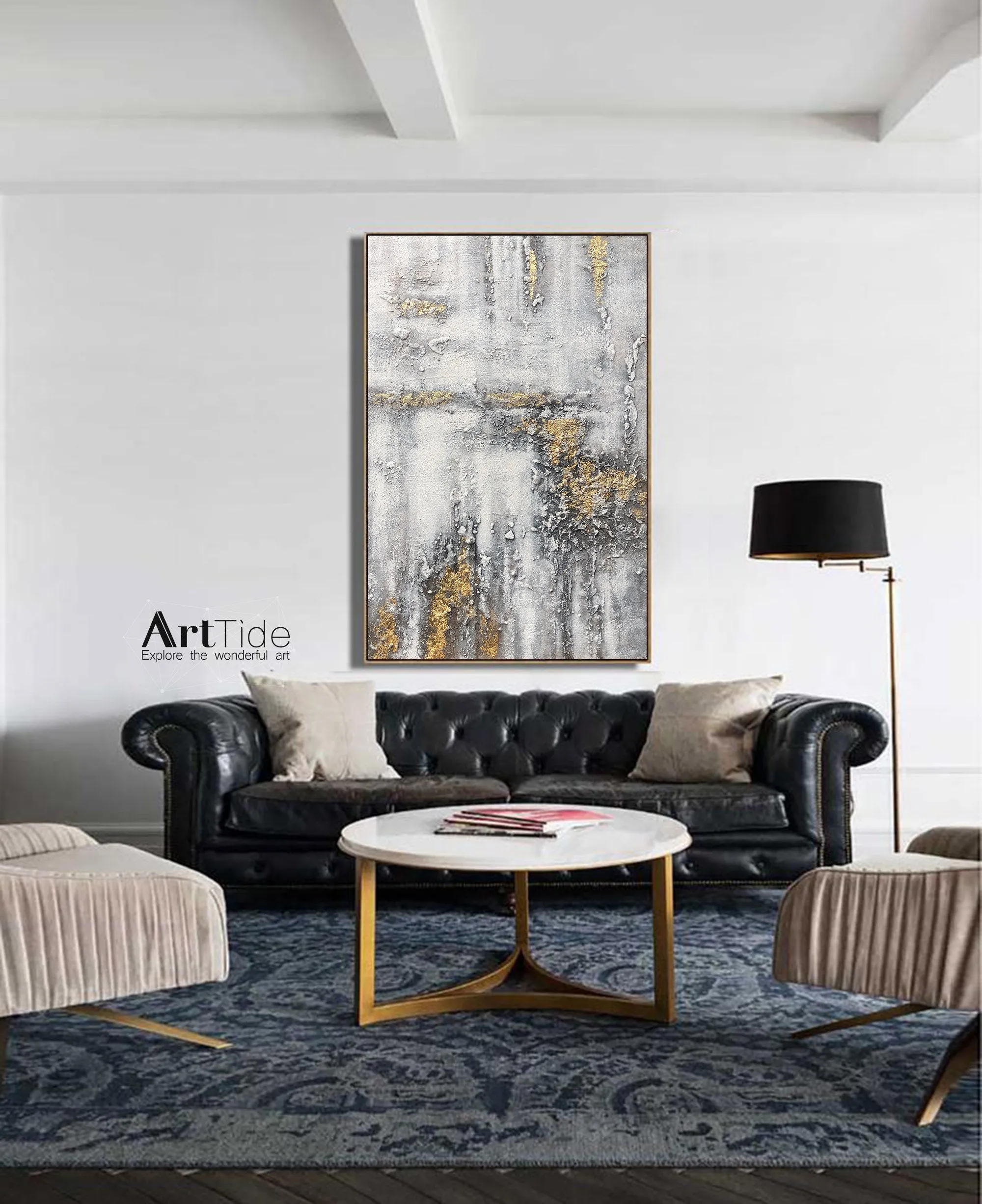 Huge Contemporary Art Abstract Painting Original Gold Painting Ap009