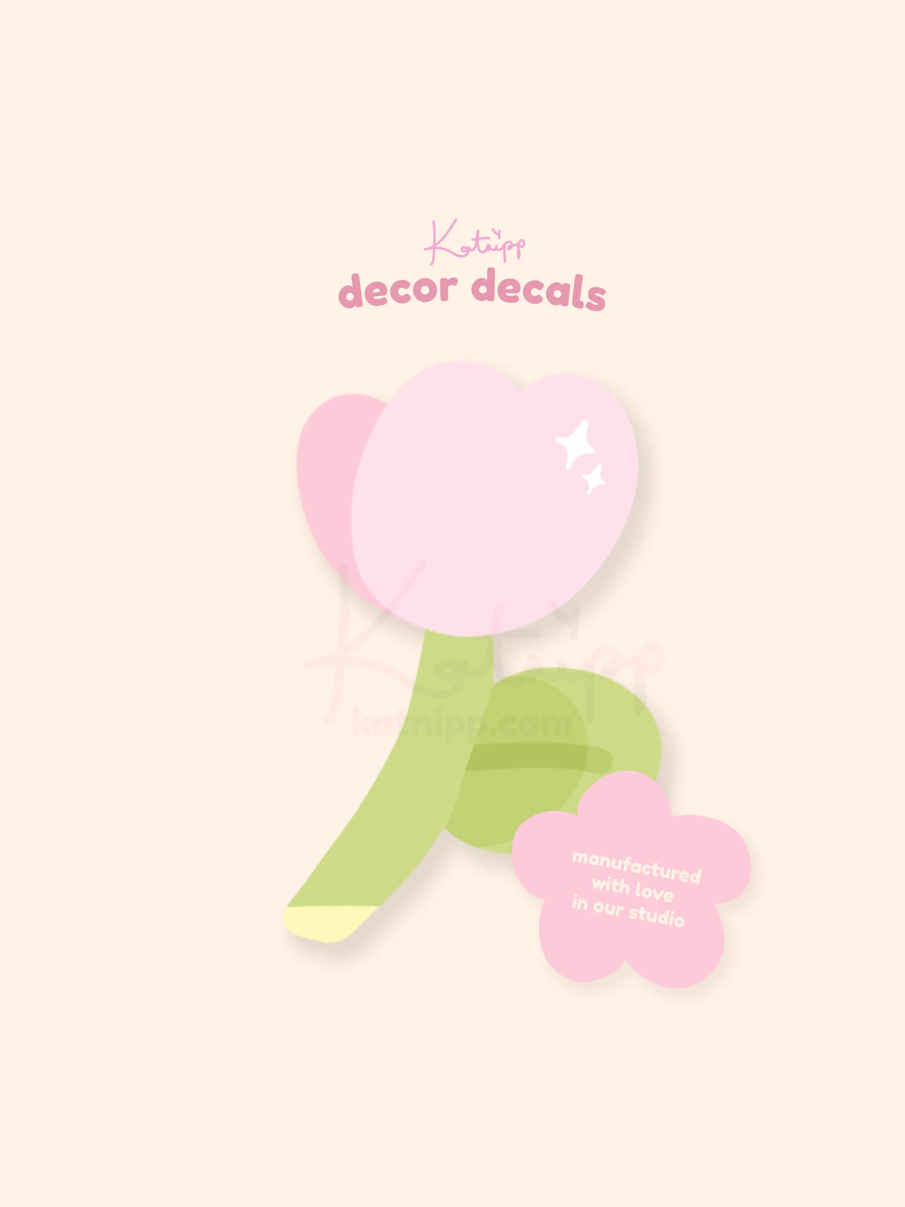 Katnipp Tulip Wall Sticker | Pastel Floral Removable Decal | Cute Kawaii Aesthetic Room & Nursery Decor