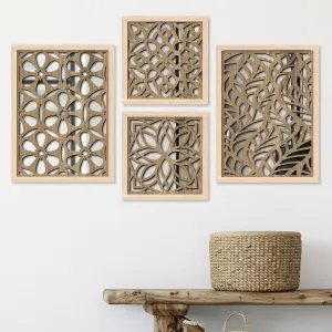 kotart Wall Mirror Decor Panel Wooden Hanging Wall Decor Frame for Living Room, Bedroom - Decorative Mirror Wooden Wall Hanging for Home Decor - Wooden Jharokha Frames Mirror (Style02)