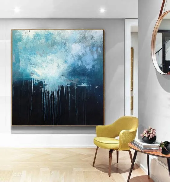 Large Blue Abstract Art Sky Landscape Oil Painting Dp131