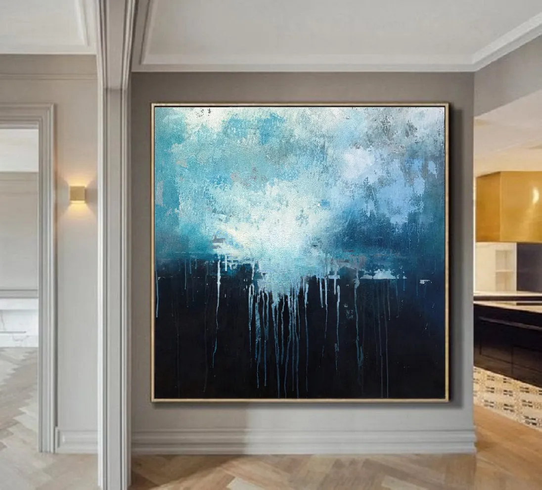 Large Blue Abstract Art Sky Landscape Oil Painting Dp131